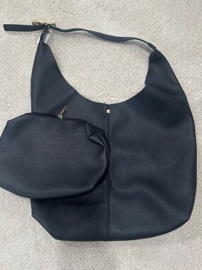 Anthropologie Love Knot Buckle Edition Black Women's Shoulder Bag with Zip Pouch
